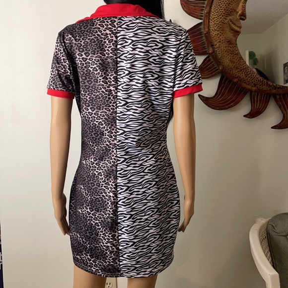 Half Zebra Half Cheetah Collared Dress - Picture 11 of 14